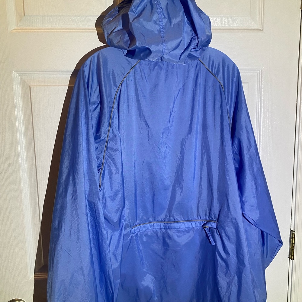 Foot Locker Packable Hooded Half Zip Windbreaker Pullover Jacket Light Blue 2XL
